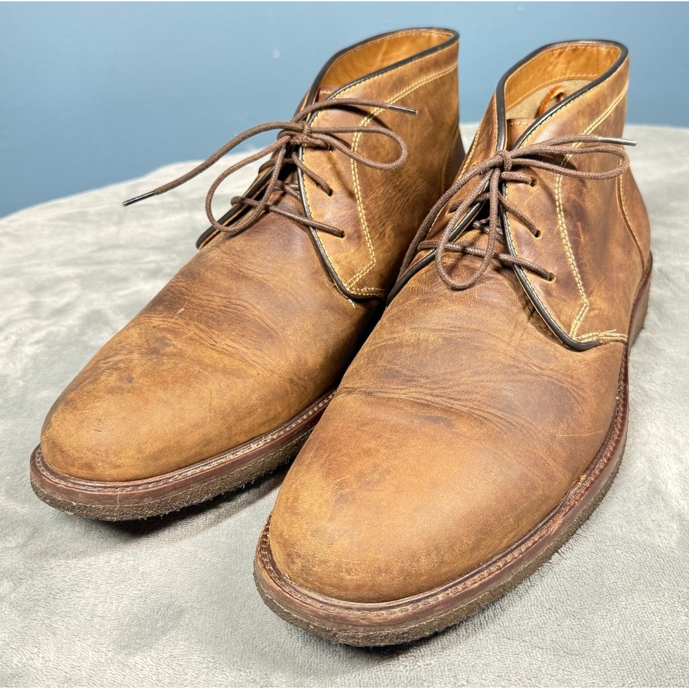 Johnston Murphy Chukka Boots Mens 13M Brown Leather Distressed Lace Up